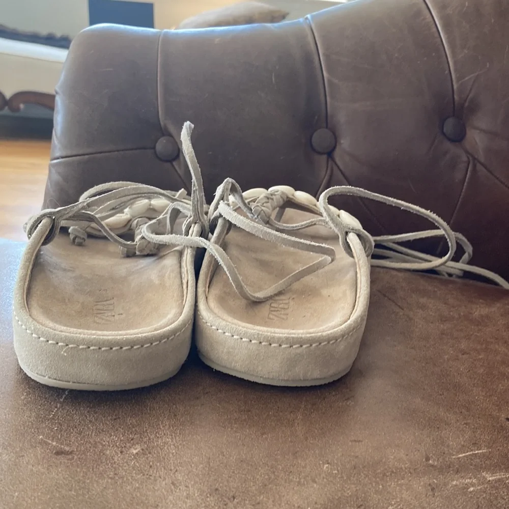 Zara Suede Lace Up Sandals - Picture 5 of 10